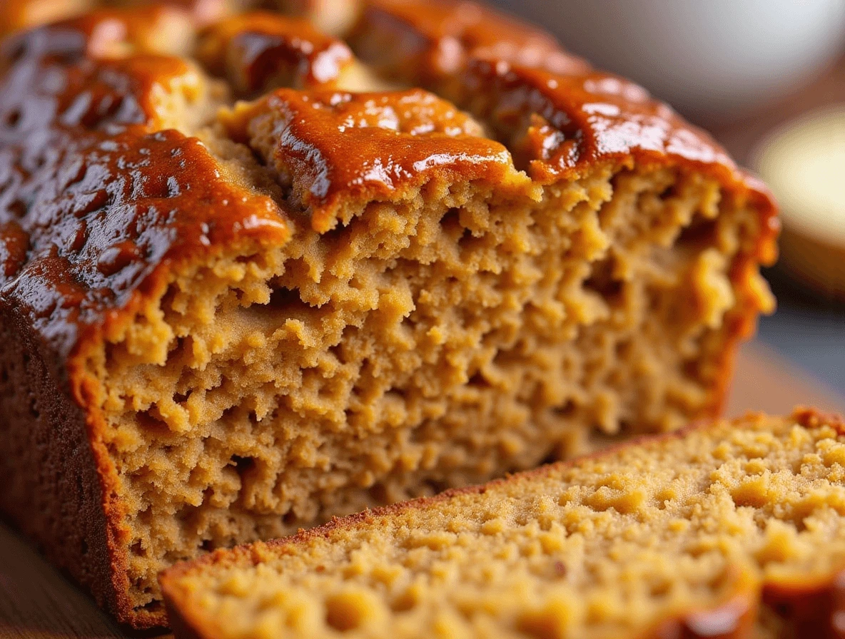 Freshly baked pumpkin banana loaf on a cooling rack with golden crust