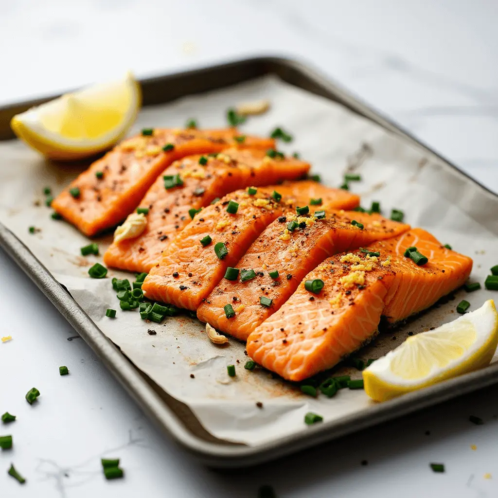 Perfectly baked salmon at 400°F with crispy skin and tender flesh