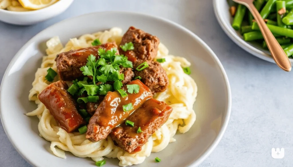 Juicy ground lamb meatballs simmering in a rich tomato sauce