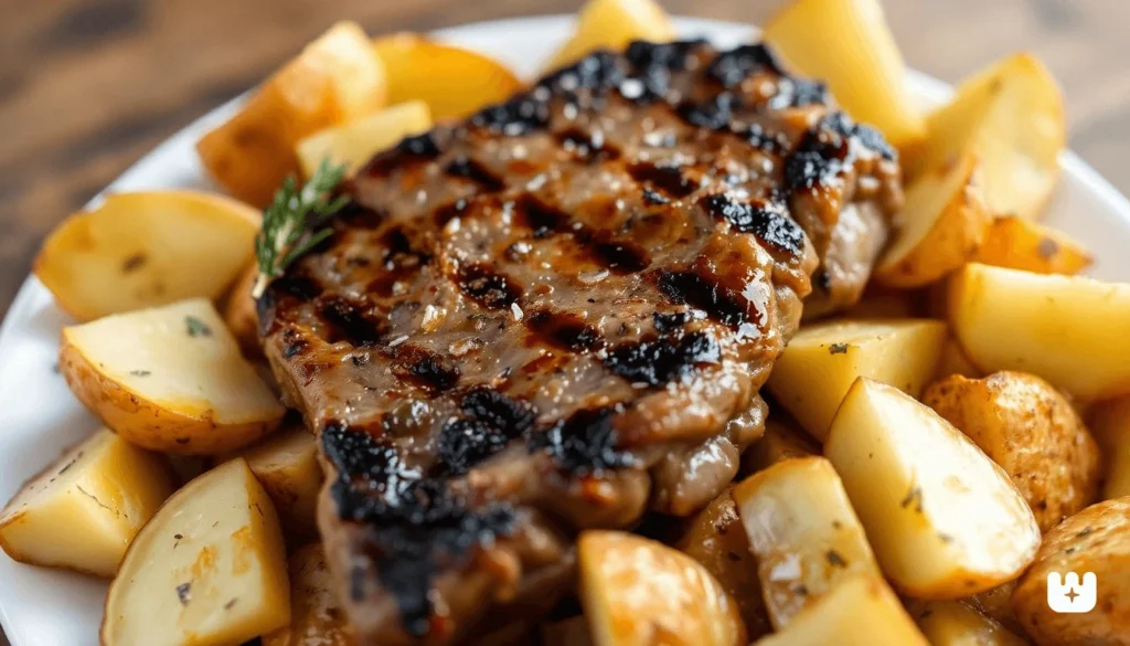"Close-up of sliced medium-rare steak with pink center"