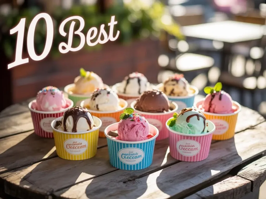 "Modern ice cream cups with creative flavor combinations"