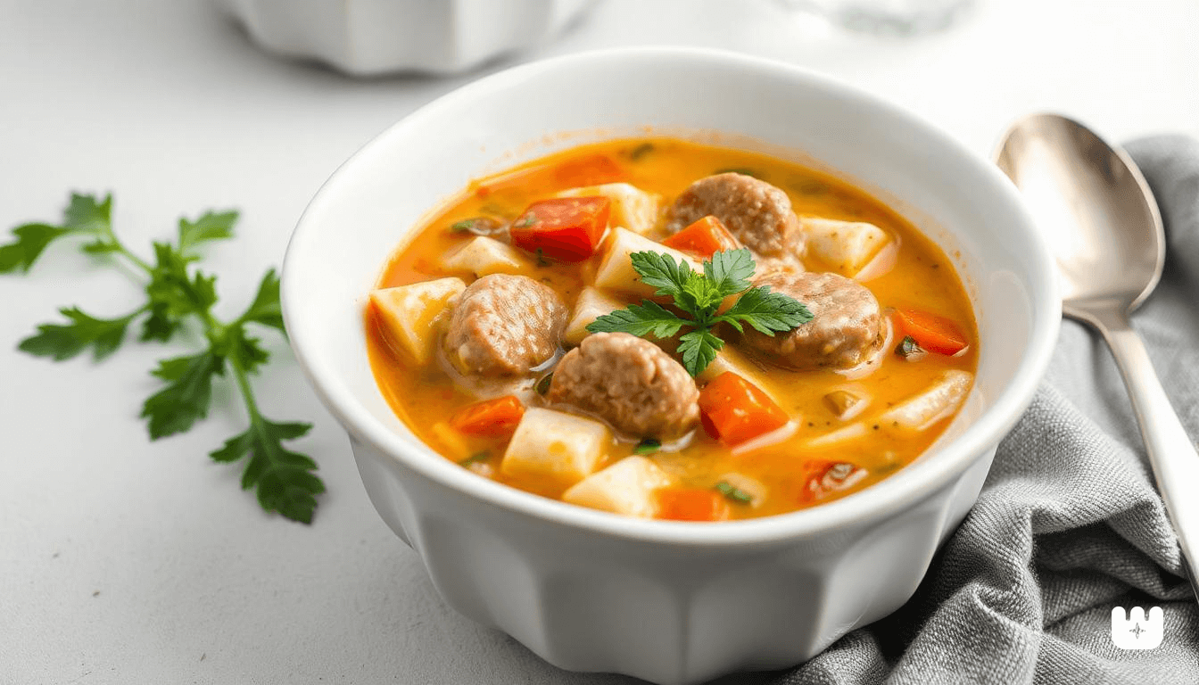 Italian sausage being browned in a large soup pot